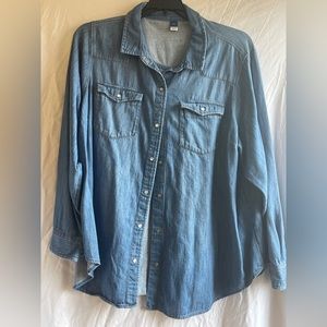 Old Navy long sleeve denim pearl snap shirt size xxl worn once